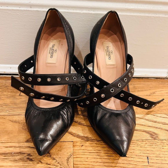 Valentino Black Leather Stiletto Heels - Picture 6 of 10